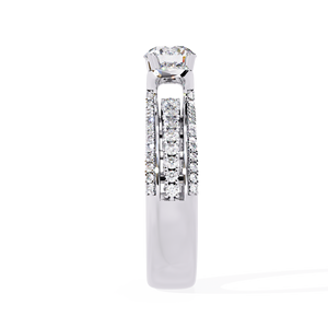 Bague de fiançailles en platine pour femme avec diamant rond brillant et diamants naturels sur les côtés, style classique, certifiée GIA - Product Image 3