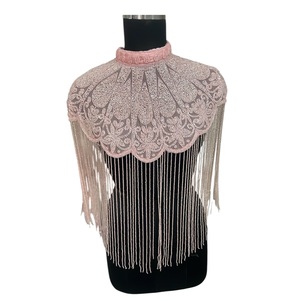 Poncho-Cape Blouse Femme de Haute Qualité, Fait Main, Lourd, de Créateur, 100% Polyester, à Motifs Floraux, Paillettes et Perles, Anti-Plis, Tendance - Product Image 1