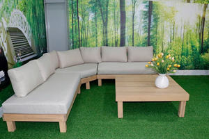 Ensemble de canapés d'angle en bois d'acacia, construit avec une structure en bois dur robuste offrant un soutien stable et un confort de détente relaxant - Product Image 5