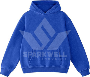 Sudadera con Capucha Extra Grande para Hombre, de Forro Polar, Color Sólido, Informal, para Otoño, Azul, Manga Larga, con Bolsillos - Product Image 3