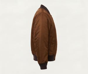 <b>Men's</b> Brown <b>Bomber</b> <b>Jacket</b> Zipper Closure Turn-down Collar Casual Windproof Outerwear Regular Fit Polyester Material - Product Image 3