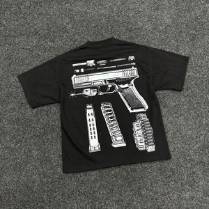 Camiseta de Manga Corta para Hombre, Negra, 100% Algodón, Impresión Digital, Estilo Urbano, Corte Holgado, Ecológica, Cuello Redondo, MOQ Bajo, Venta al Por Mayor - Product Image 2