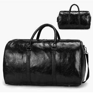 Bolsa de Viaje de Cuero Grande, Bolsa de Deporte Independiente, Bolso de Mano, Bolsa de Hombro, Negra, para Hombre, con Cierre - Product Image 1