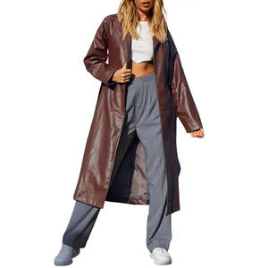 Manteau long en cuir pour femmes, mode décontractée, haute qualité, design personnalisé, prix de gros, vêtements d'hiver pour femmes, manteaux longs en cuir - Product Image 1