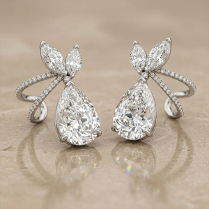 Luxury 18K Solid Gold Diamond Drop <b>Earrings</b> Pear Cut Claw Setting Women <b>Wedding</b> Jewelry - Product Image 3