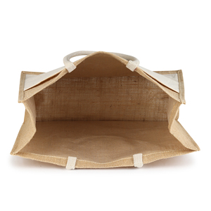 Sac cadeau en jute naturel uni pour la vente au détail et l'emballage, sac fourre-tout avec poignées en corde, fermeture à glissière, taille personnalisée - Product Image 2
