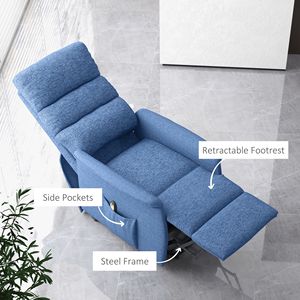 Sillón Reclinable Eléctrico Azul con Control Remoto y Bolsillos Laterales para Personas Mayores, Ideal para Sala de Estar - Product Image 6