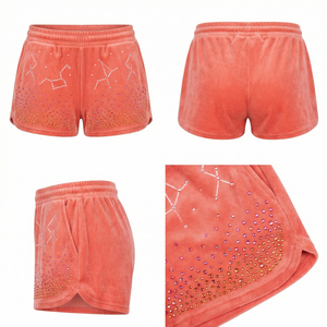 Shorts cargo unisexes en velours, design galaxie avec strass, style streetwear, Maluza Industries, respirant, séchage rapide, écologique - Product Image 6