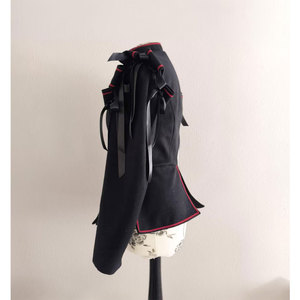 Black Wool Doublet with Red Details and Detachable Sleeves 17th Century Historical Doublet with Button Fastening - Product Image 5