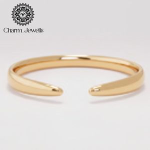 Charm Jewells Minimalist 10K Gold Plated Moissanite <b>Open</b> <b>Ring</b> with Prong Setting Geometric Design Women's Engagement - Product Image 4