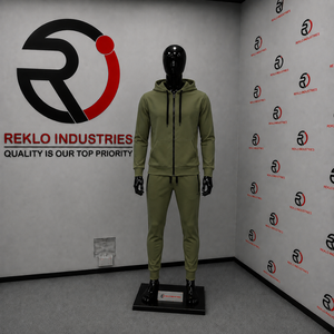 Conjunto Deportivo Premium para Hombre, Color Oliva, Cierre Completo, Estilo Casual, Corte Regular, Algodón de Peso Medio, Ropa de Otoño, Estilo Urbano Informal - Product Image 3
