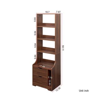 Bookshelf Nightstand with <b>2</b> <b>Storage</b> <b>Drawers</b> for Bedroom - Product Image 4