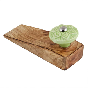 Modern Elegant Solid Oak Wood Door Stopper with Metal Bee Handle New Design Rectangle Shape FAIZA CRAFT Brand - Product Image 6