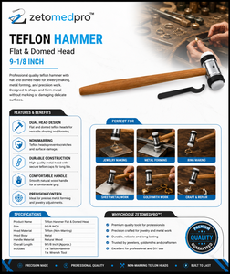 Martillo de Teflón con Cabeza Plana y Abombada, Mango de Madera Natural, Herramienta para Joyería y Modelado de Metal, 9-1/8 Pulgadas, ZetomedPro - Product Image 3