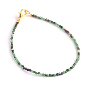 สร้อยข้อมือลูกปัดกลมกลมทับทิม zoisite เหลี่ยมเพชรพลอยเครื่องประดับสำหรับผู้หญิงสร้อยข้อมือยืดหยุ่น - Product Image 1