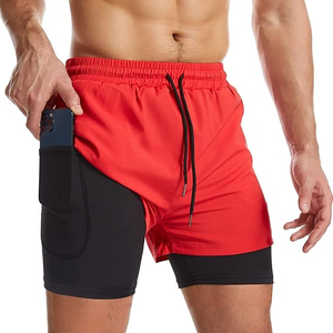 Shorts de sport 2-en-1 pour homme sur mesure, motif uni, séchage rapide, 5 pouces, avec poches et doublure - Product Image 2