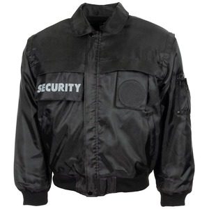 Black Winter Unisex Security Guard Bomber <b>Jacket</b> Coated Casual Stand Front Polyester/Cotton/Nylon Material Liner Zip-off Sleeves - Product Image 6