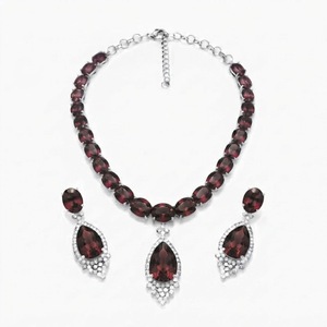 Luxury Silver Plated Zircon <b>Jewelry</b> <b>Set</b> Classic Teardrop Pendant Necklace & Drop Earrings <b>Bridal</b> Wedding <b>Set</b> Women - Product Image 4