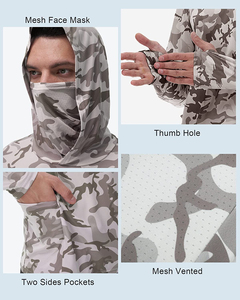 เสื้อผ้าตกปลา ระบายอากาศ แห้งเร็ว ซับเหงื่อได้ดี คุณภาพสูง ปรับแต่งได้ตามต้องการ เสื้อฮู้ดสำหรับล่าสัตว์ ประสิทธิภาพสูง รับผลิตแบบ OEM - Product Image 4