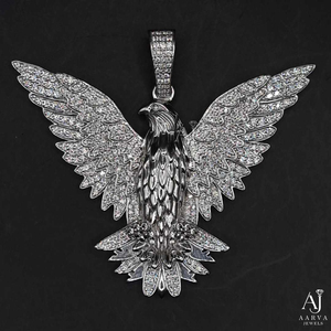 จี้เงินรูปนกอินทรีประดับเพชรโมอิสซาไนต์ AARVA JEWELS ระดับ VVS ดีไซน์เท่ห์สไตล์ฮิปฮอป เหมาะสำหรับงานปาร์ตี้ ใช้ได้ทั้งผู้หญิงและผู้ชาย เงินแท้ 925 - Product Image 1