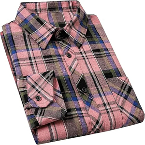 Chemise en flanelle 100% coton pour homme, respirante, à motifs, de haute qualité, impression de logo personnalisée, manches longues - Product Image 3