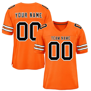 Custom Black Red American Football Jersey V-Neck Short Sleeve Mesh Breathable Moisture-Wicking Anti-Bacterial Polyester Team - Product Image 6