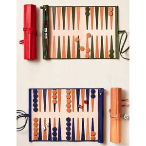 Portable Roll up PU Leather <b>Backgammon</b> Set Compact Travel Board Game with <b>Pieces</b> Dice for Adults Outdoor Camping Party Use - Product Image 1