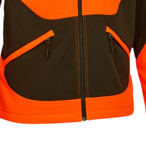 Chaqueta de Forro Polar para Hombre, Color Naranja y Marrón, con Bloques de Color, Resistente al Viento, Cuello Alto, Cierre de Cremallera, Estilo Ropa de Trabajo, para Otoño - Product Image 5