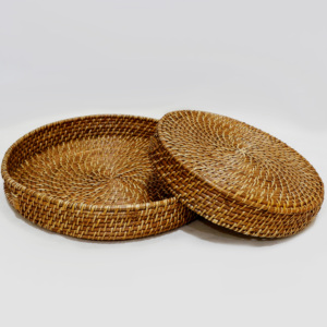 Modern <b>Round</b> Handwoven Rattan Storage <b>Basket</b> Hot Sale Snacks Tray for Organizing Your Space - Product Image 4