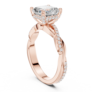 แหวนเพชรรูปทรง Asscher แบบเจียระไนเหลี่ยมสี่เหลี่ยม ฝังแบบสี่ขา ดีไซน์เกลียว วัสดุโรสโกลด์ 14K เพชรเพาะเลี้ยงในห้องปฏิบัติการ พร้อมใบรับรอง GRA สำหรับงานแต่งงาน - Product Image 3