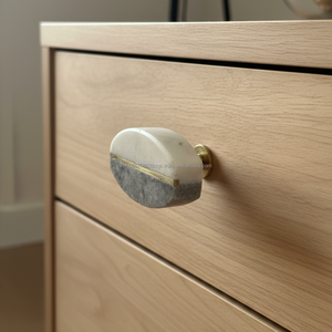 Pomo de Mueble de Mármol Natural |   Tirador de Piedra Ovalado con Diseño Minimalista para Cajones, Cómodas, Gabinetes de Cocina y Proyectos de Bar en el Hogar - Product Image 1