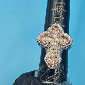 Anillo de Lujo con Incrustaciones de Diamantes, Estilo Hip Hop, Corte Esmeralda, Anillo de Cruz de Jesús para Hombre, Plata 925, Certificado IGI, para Fiestas - Product Image 5