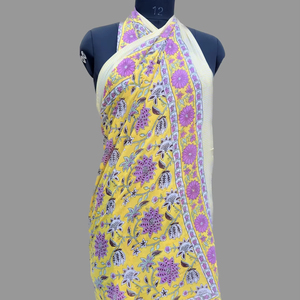 Indian Block Print zari Border <b>Sarong</b> Handcrafted Cotton Wrap Skirt, Ethical Boho Beachwear Scarf - Product Image 1