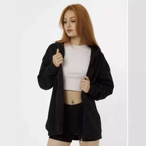 Sudadera con Capucha Personalizada de Alta Calidad para Mujer, Informal, Holgada, Ligera, Transpirable, Lisa, Talla Grande, con Cierre Frontal y Emblema - Product Image 6