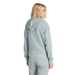 Sweat-shirt à capuche pour femme, gris clair uni, en coton et bambou, tricoté, broderie florale, style décontracté, automne - Product Image 3
