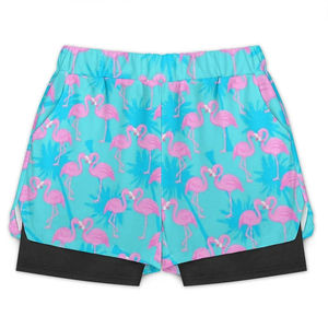 Pantalones cortos con estampado de flamencos para hombre, pantalones cortos de natación de secado rápido con cintura alta y bolsillos, estilo informal, cintura elástica - Product Image 3