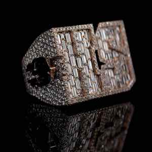 Anillo de Compromiso de Plata de Ley 925 con Diamante Moissanite VVS, Chapado en Oro, Estilo Hip-hop para Hombre y Mujer, Gran Venta - Product Image 5