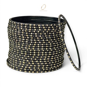 Wholesale Ethnic Indian Jewelry Black Glitter Gold Plated Crystal Trendy Bangles for Bridal and Festive Wear for Women Low Price - Product Image 2