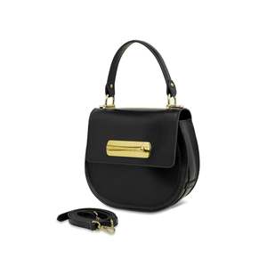 Sac ovale élégant en cuir noir avec accents dorés et style personnalisable pour femme – Sac à main tendance de qualité supérieure - Product Image 2