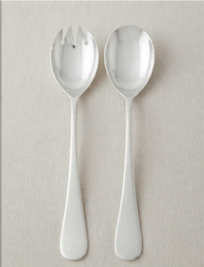 Service à salade en acier inoxydable argenté, poli miroir, avec poignées plates simples, pour restaurants, hôtels et complexes hôteliers - Product Image 1