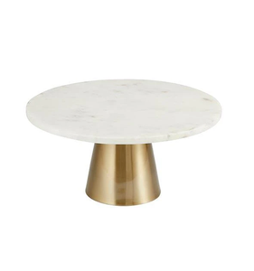 Support à gâteau en marbre et laiton à 2 niveaux, avec surface polie et lisse, pour une présentation élégante des gâteaux - Product Image 4