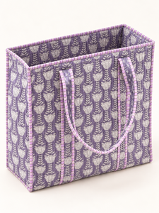 Sac fourre-tout en coton à fleurs bohèmes, poignées rayées, fermeture éclair, grande capacité, design matelassé, mode, utilisation toutes saisons, plage - Product Image 4