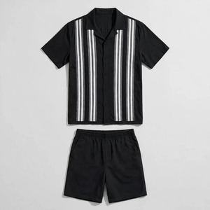 2026 Wholesale Summer Men's Casual Shorts <b>Set</b> Plain Color Solid 100% Cotton Jersey Quick Dry Knitted Customized Logo <b>Twin</b> <b>Set</b> - Product Image 2