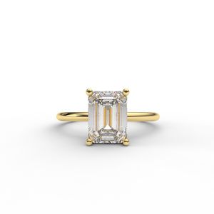 Anillo de Lujo de Oro Rosa/Amarillo/Blanco de 14k con Diamante Cultivado en Laboratorio con Corte Esmeralda, Certificado por IGI, Chapado en Rodio, OEM - Product Image 6