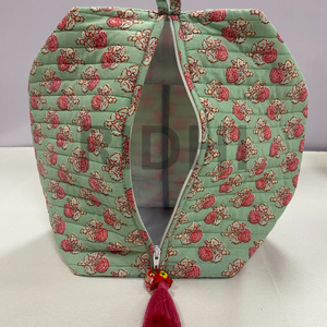 Trousse de maquillage matelassée en coton doux effet jade, avec fermeture éclair, écologique, grande, réutilisable, imprimée style bohème, personnalisable, pour usage quotidien - Product Image 6