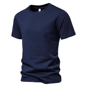 Camiseta de Cuello Redondo Azul Marino Lisa para Hombre, Manga Corta, Informal, Básica de Verano, Logotipo Personalizado, OEM, ODM, Ropa al por Mayor - Product Image 1