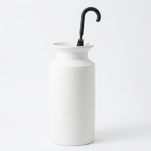 Tanung Petit Vase Cylindrique Blanc Rustique en Terre Cuite, Support de Parapluie Artisanal en Céramique, Pot de Sol en Gros - Product Image 1