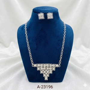 Juego de Joyería para Mujer de Moda, Chapado en Rodio con Aleación de Zinc y Circonita, Certificado por MOLL JEWELLERS (Collar y Aretes), Regalo de Boda, Fiesta - Product Image 2