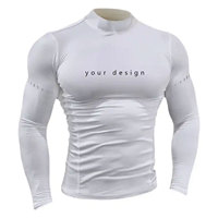 Vente en gros de t-shirts de compression personnalisés unisexes imprimés à séchage rapide, col rond doux, manches longues, haut de fitness respirant