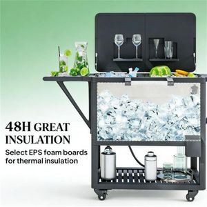 Carrello Frigorifero Grigio per Esterni con Ruote per Terrazza e Stoccaggio Refrigerato - Product Image 2